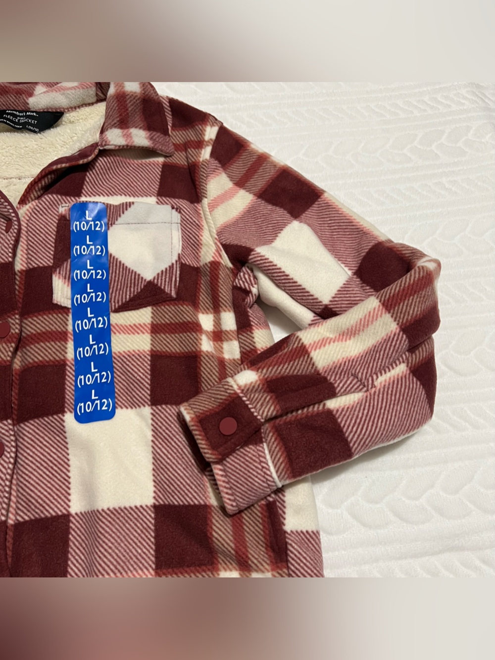 💗 *NEW* Member’s Mark - Girls' Plaid Sherpa-Lined Button-Up Shirt Jacket - Picture 4 of 13